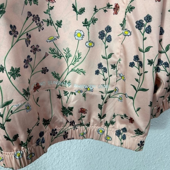 Adidas Originals Women's Hooded Windbreaker Jacket Pink Flower Print Size Medium - Picture 2 of 9